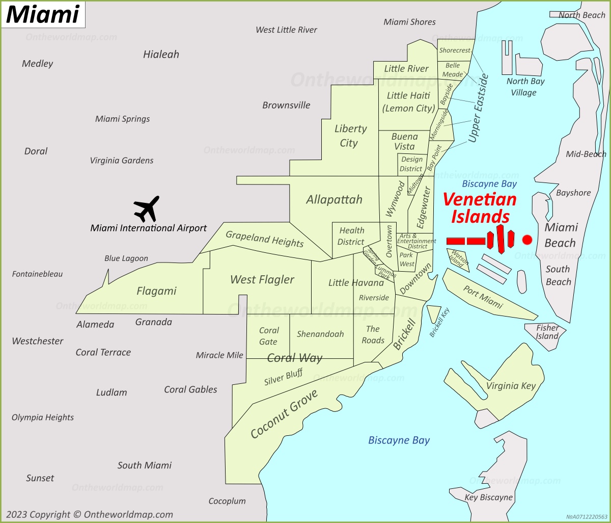 Venetian Islands Location On The Miami Map