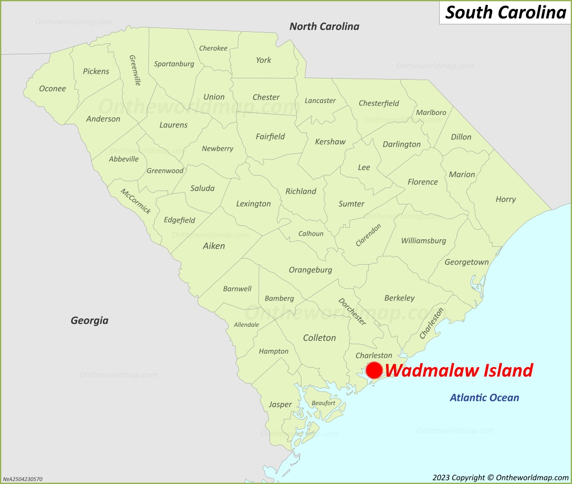 Wadmalaw Island Location On The South Carolina Map