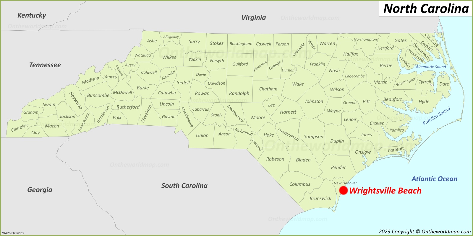 Wrightsville Beach Location On The North Carolina Map