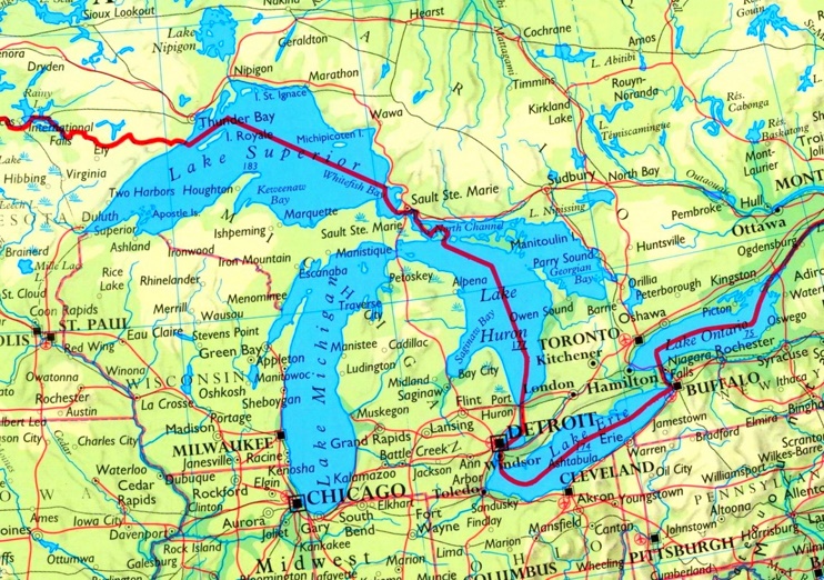 great lakes road trip map