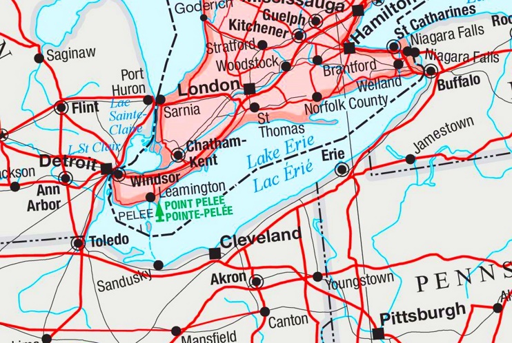 Lake Erie Road Map Max 