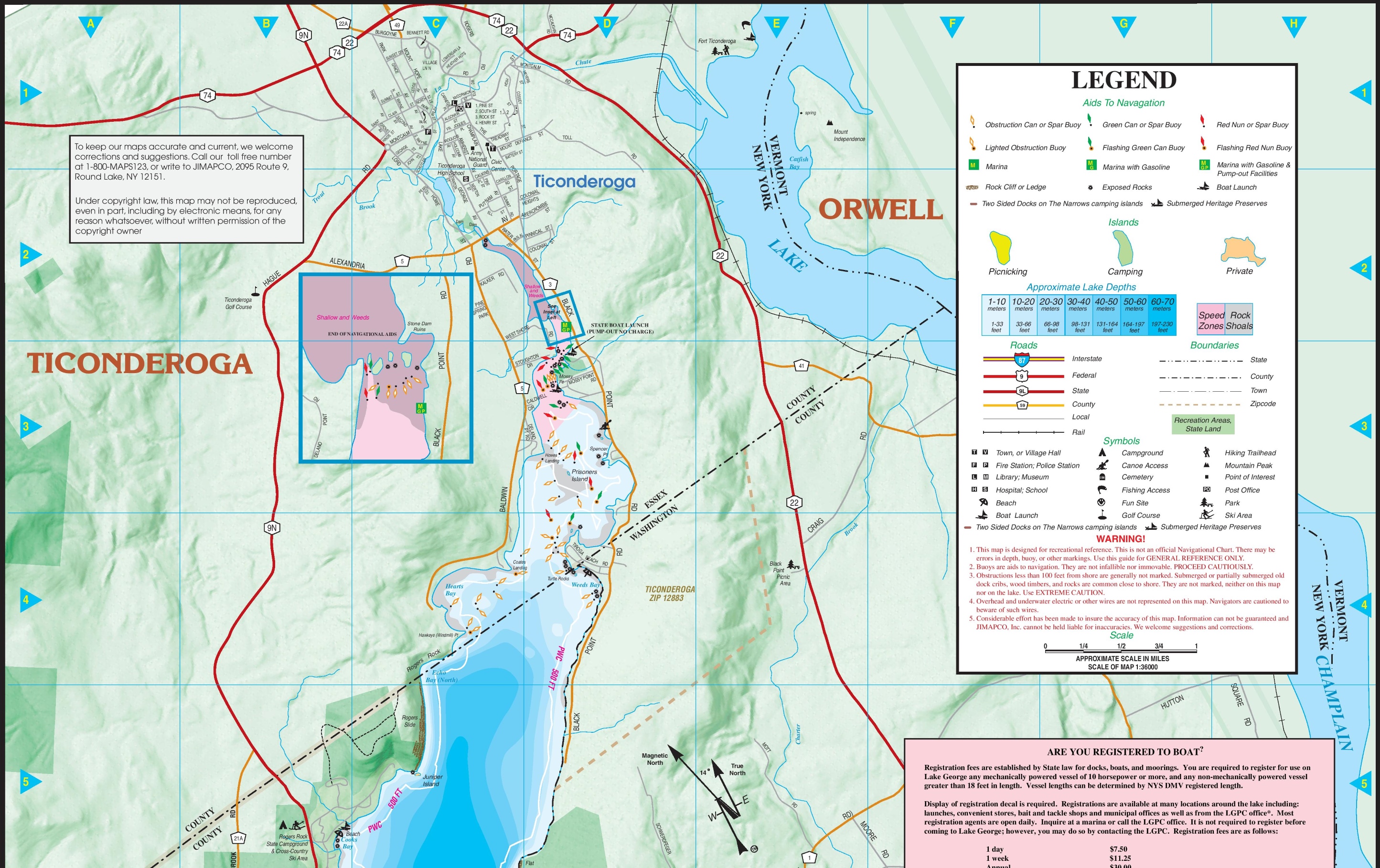 Large Detailed Tourist Map Of Lake George Part 1 