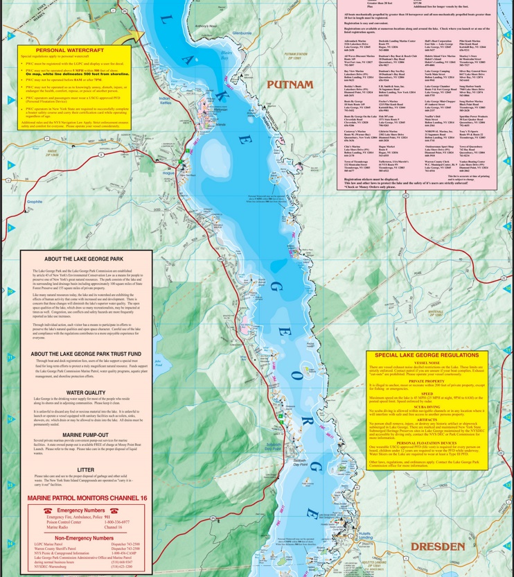 Large detailed tourist map of Lake George (part-2, North-Middle)