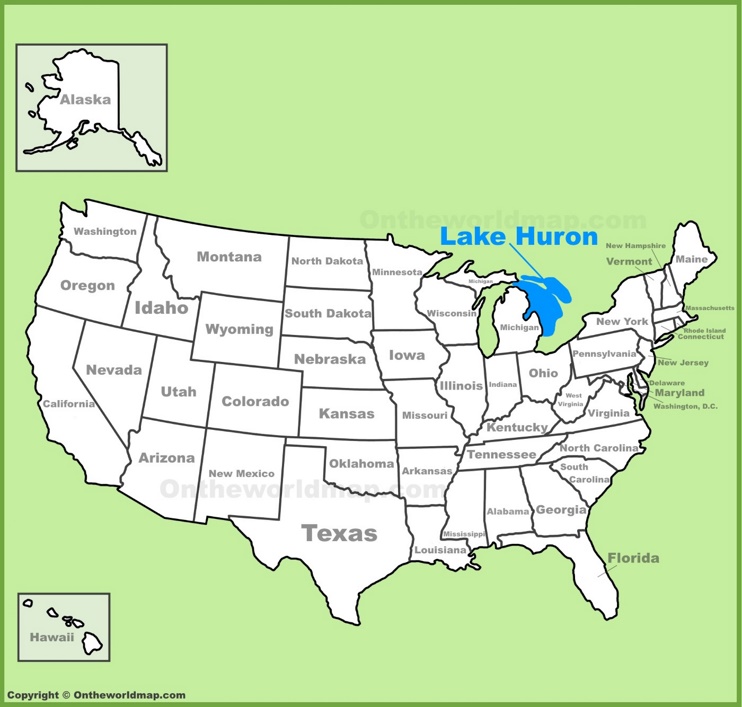 Lake Huron location on the U.S. Map