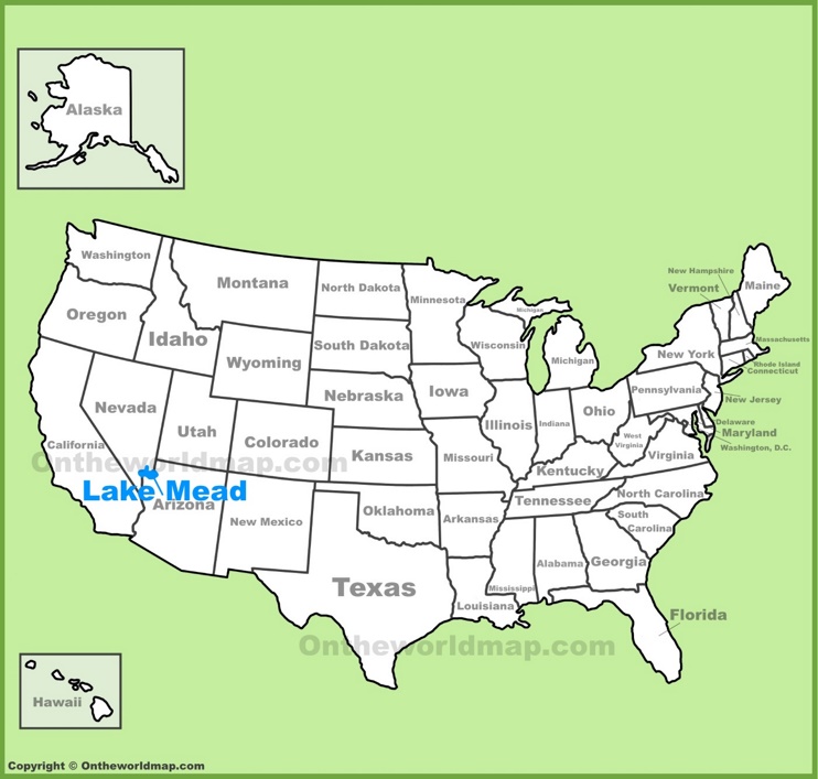 Lake Mead location on the U.S. Map