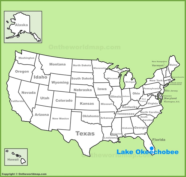 Lake Okeechobee location on the U.S. Map