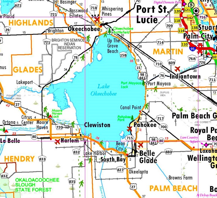 Lake Okeechobee tourist map