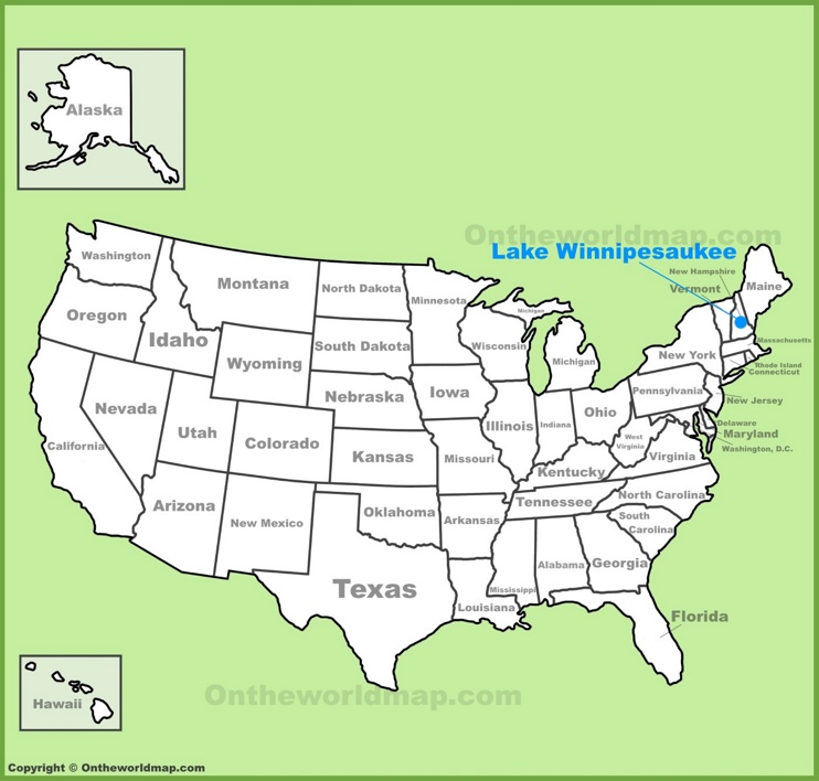 Lake Winnipesaukee location on the U.S. Map