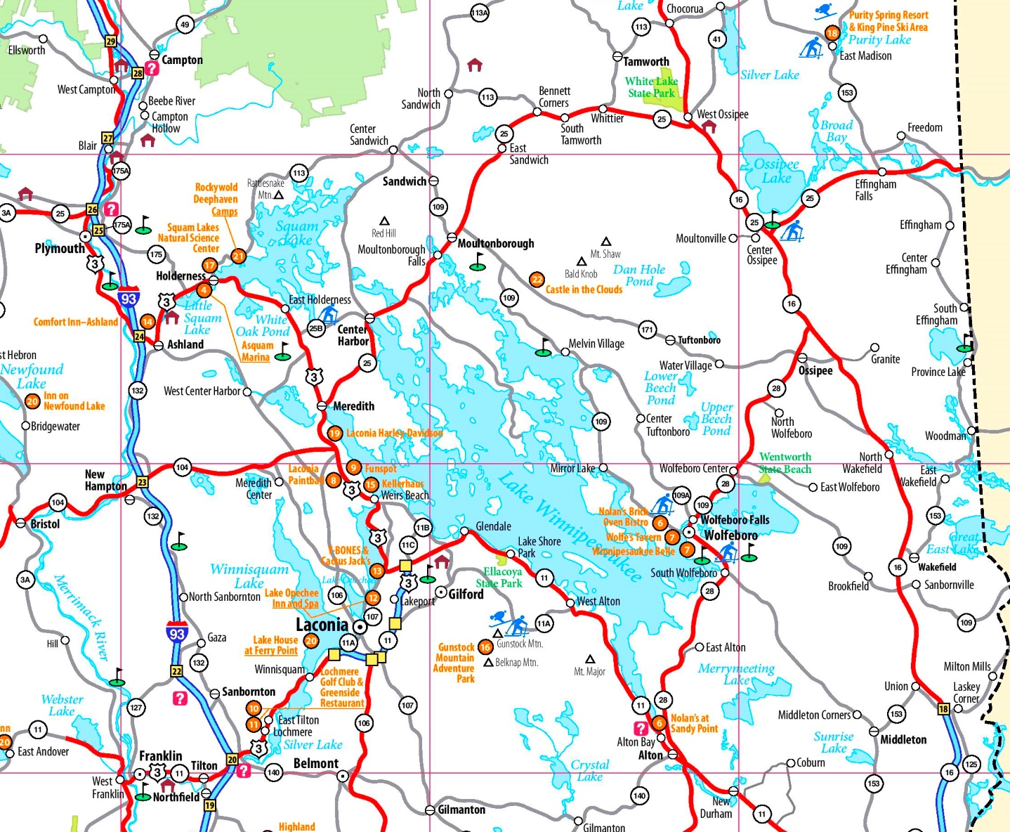 Lake Winnipesaukee Tourist Map Ontheworldmap