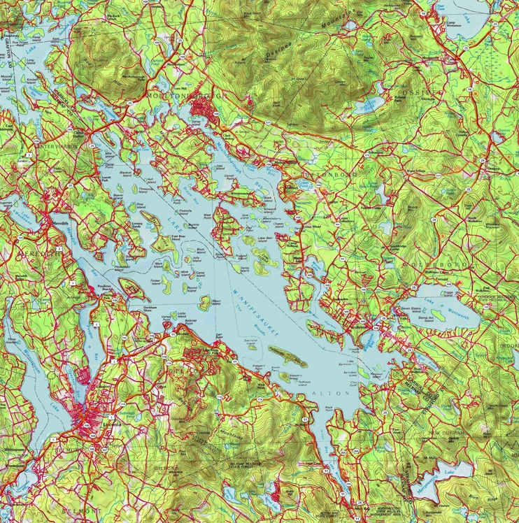 Large detailed map of Lake Winnipesaukee