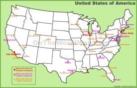 Main U.S. cities map