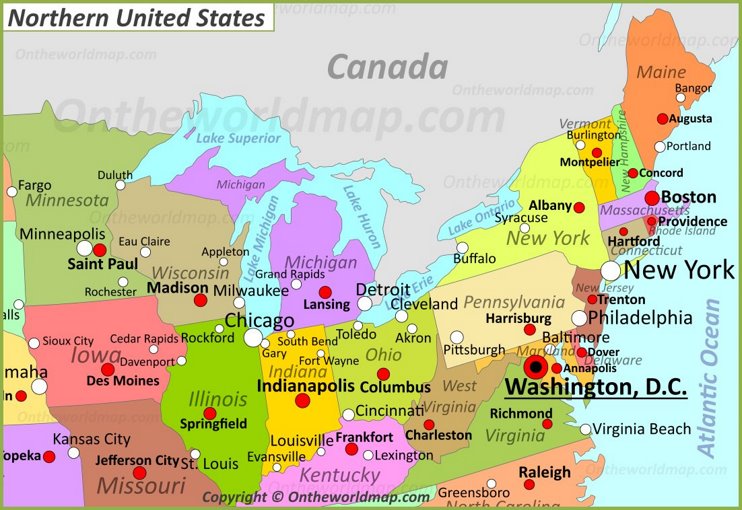 United States North Map