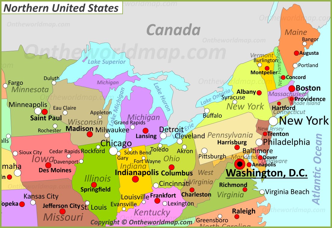 Map Of Northern Us 