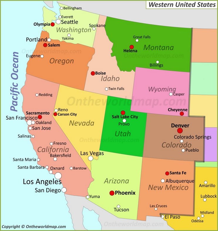 Western United States Map Printable 8820 | Hot Sex Picture