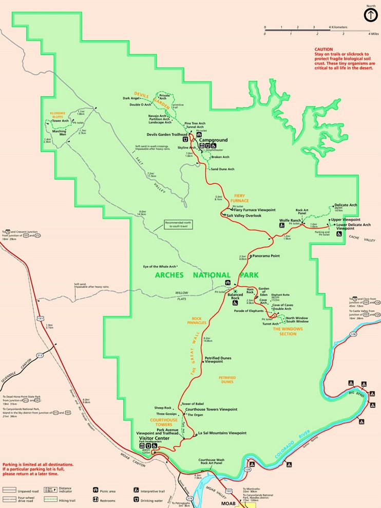 Arches National Park hiking map