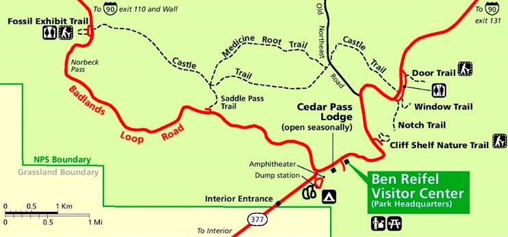 Badlands Cedar Pass Area Map