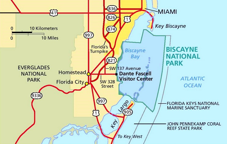 Biscayne National Park area road map