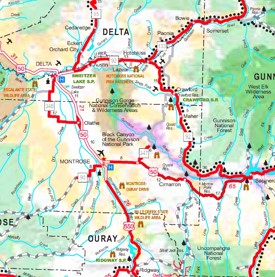 Black Canyon of the Gunnison area road map
