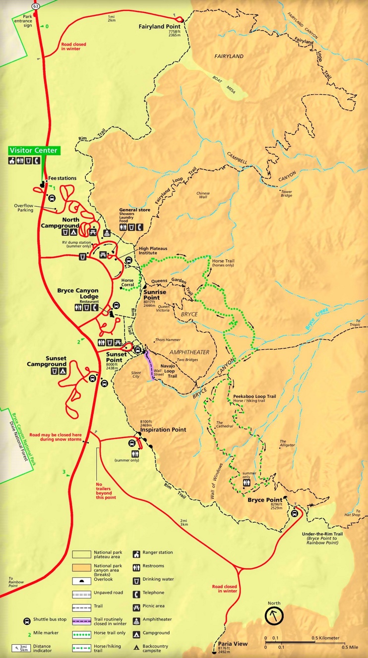 Bryce Canyon trail map