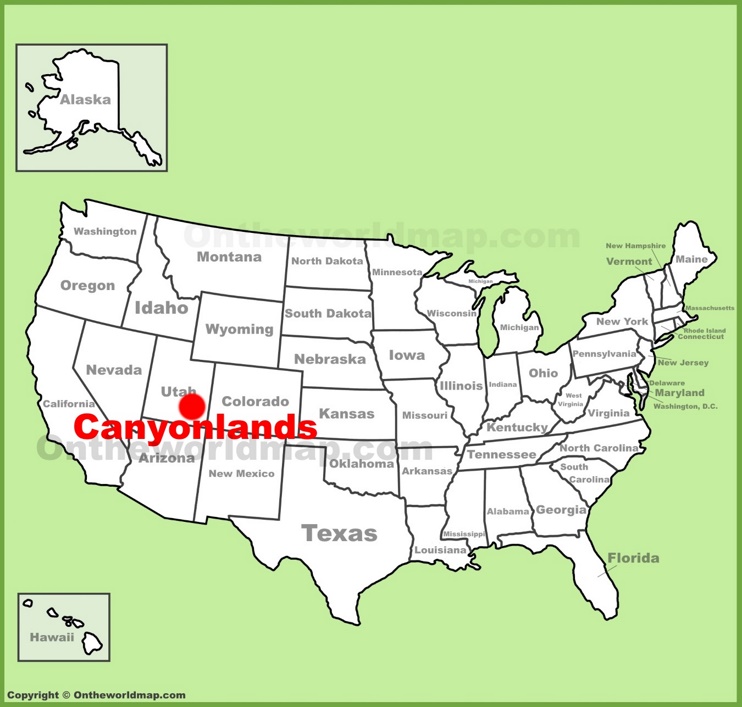 Canyonlands National Park location on the U.S. Map