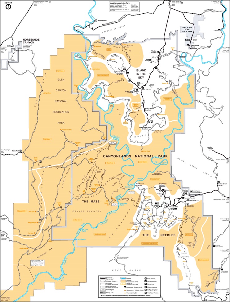 Canyonlands National Park trail and camping map