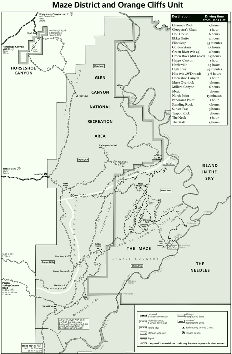 Canyonlands Maze hiking map