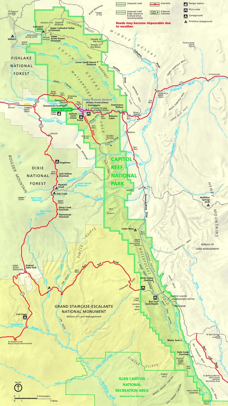 Capitol Reef National Park tourist map