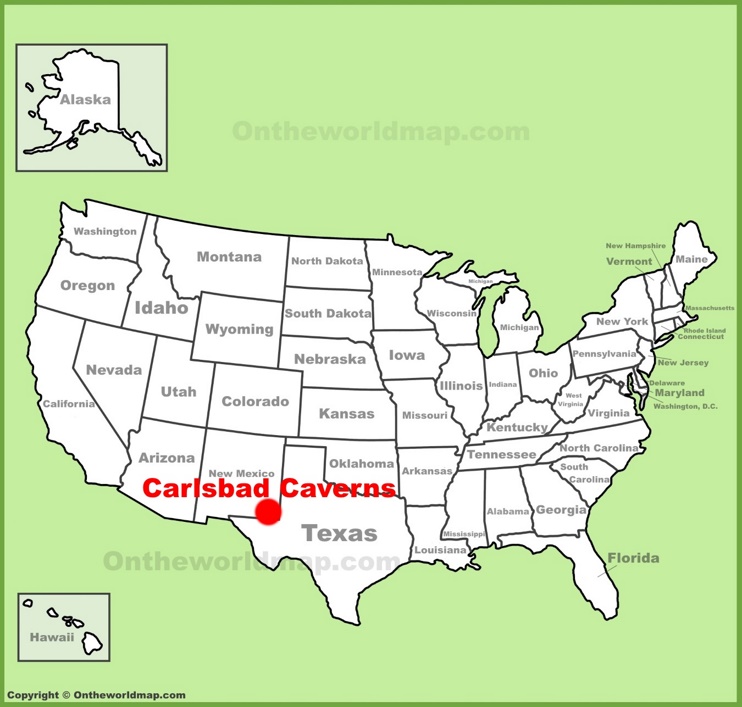 Carlsbad Caverns location on the U.S. Map