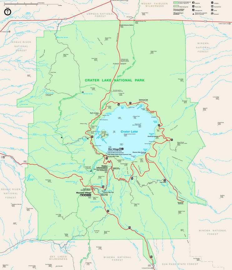 Crater Lake tourist map