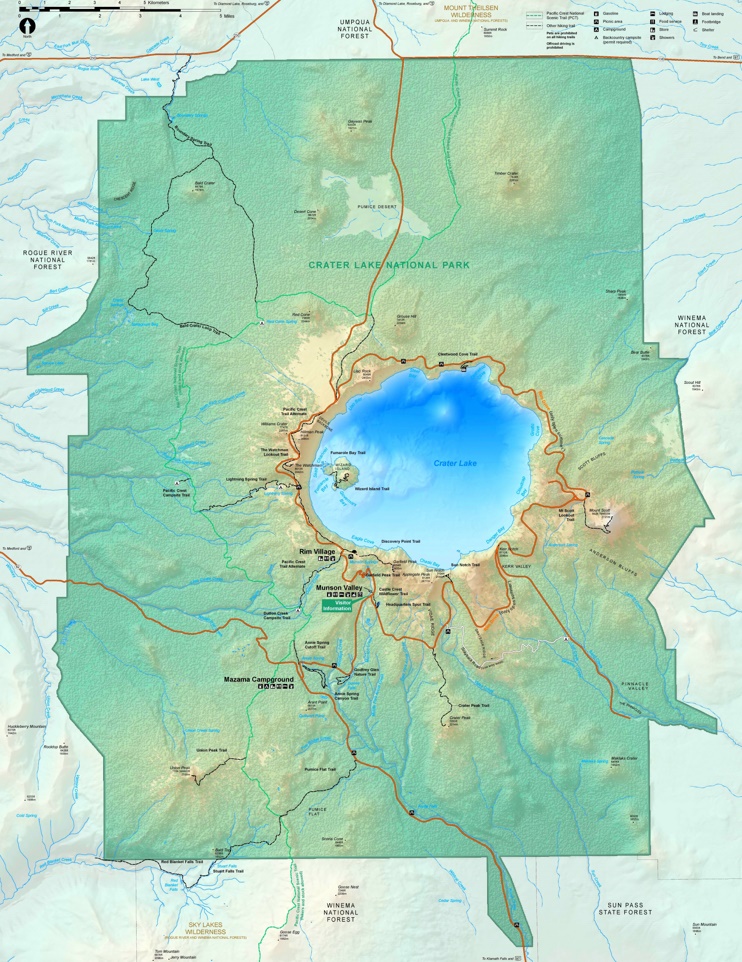 Crater Lake trail map