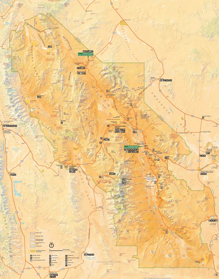 Death Valley lodging and camping map