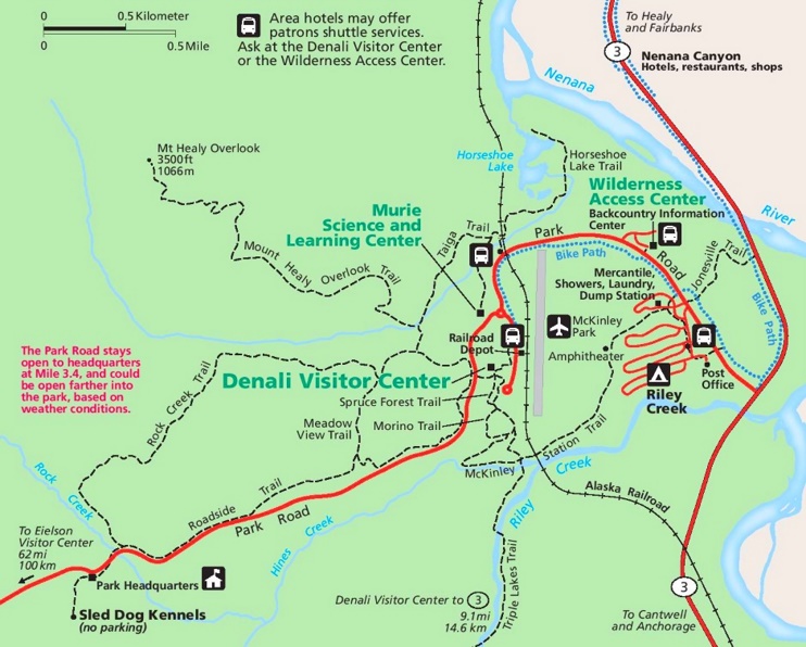 Denali National Park Entrance Area Map