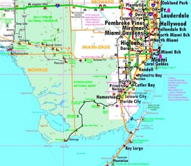 Everglades National Park area road map