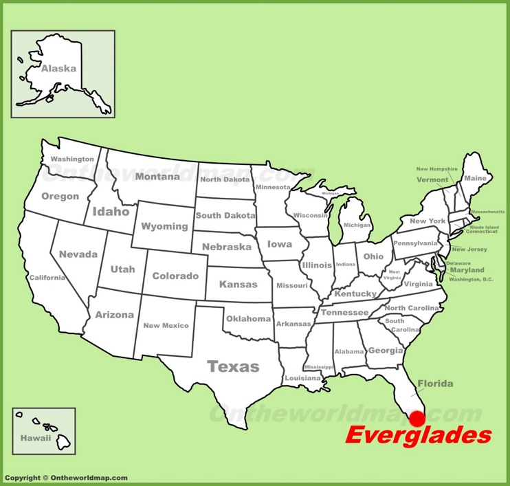 Everglades National Park location on the U.S. Map