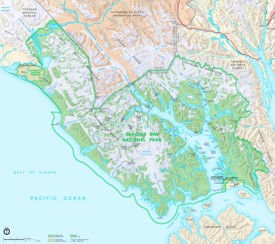 Detailed map of Glacier Bay National Park