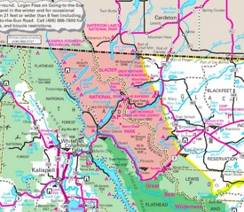 Glacier National Park area road map