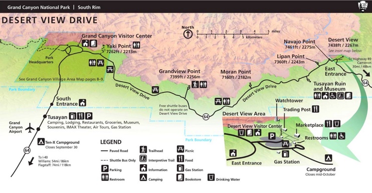 Grand Canyon Desert View Drive Map