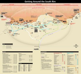 Grand Canyon South Rim hotels and sightseeings map