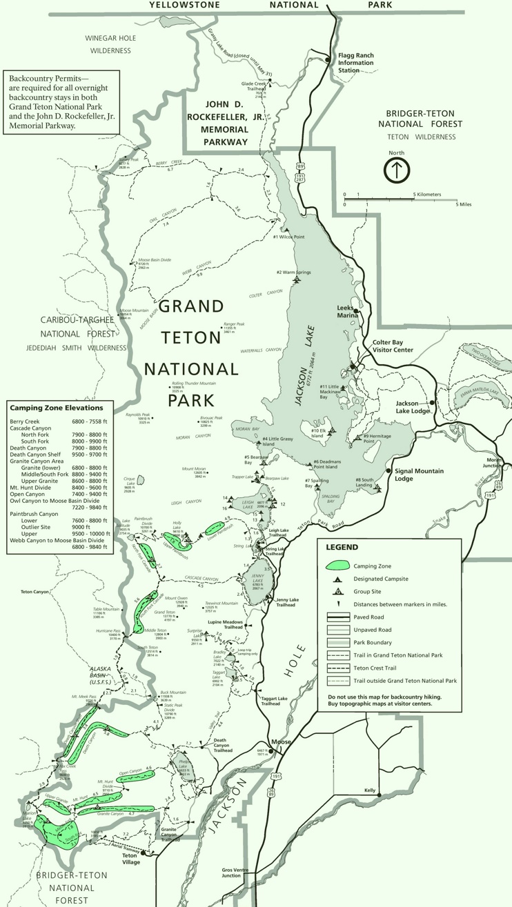 Grand Teton camping map