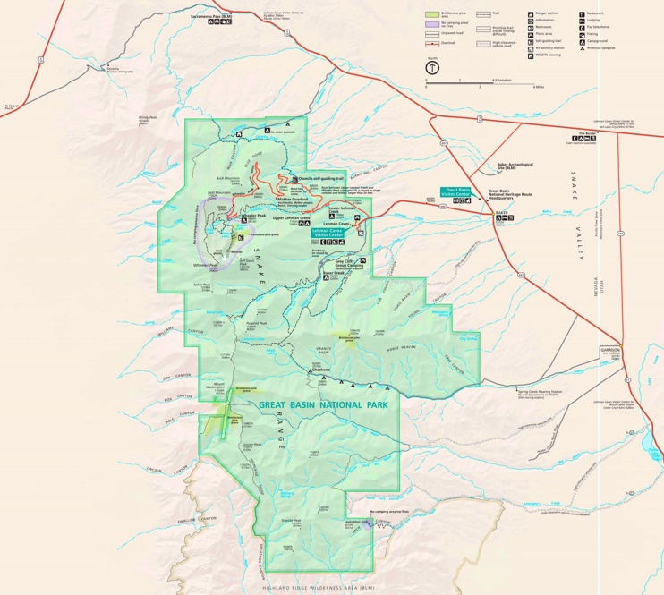 Map of Great Basin National Park