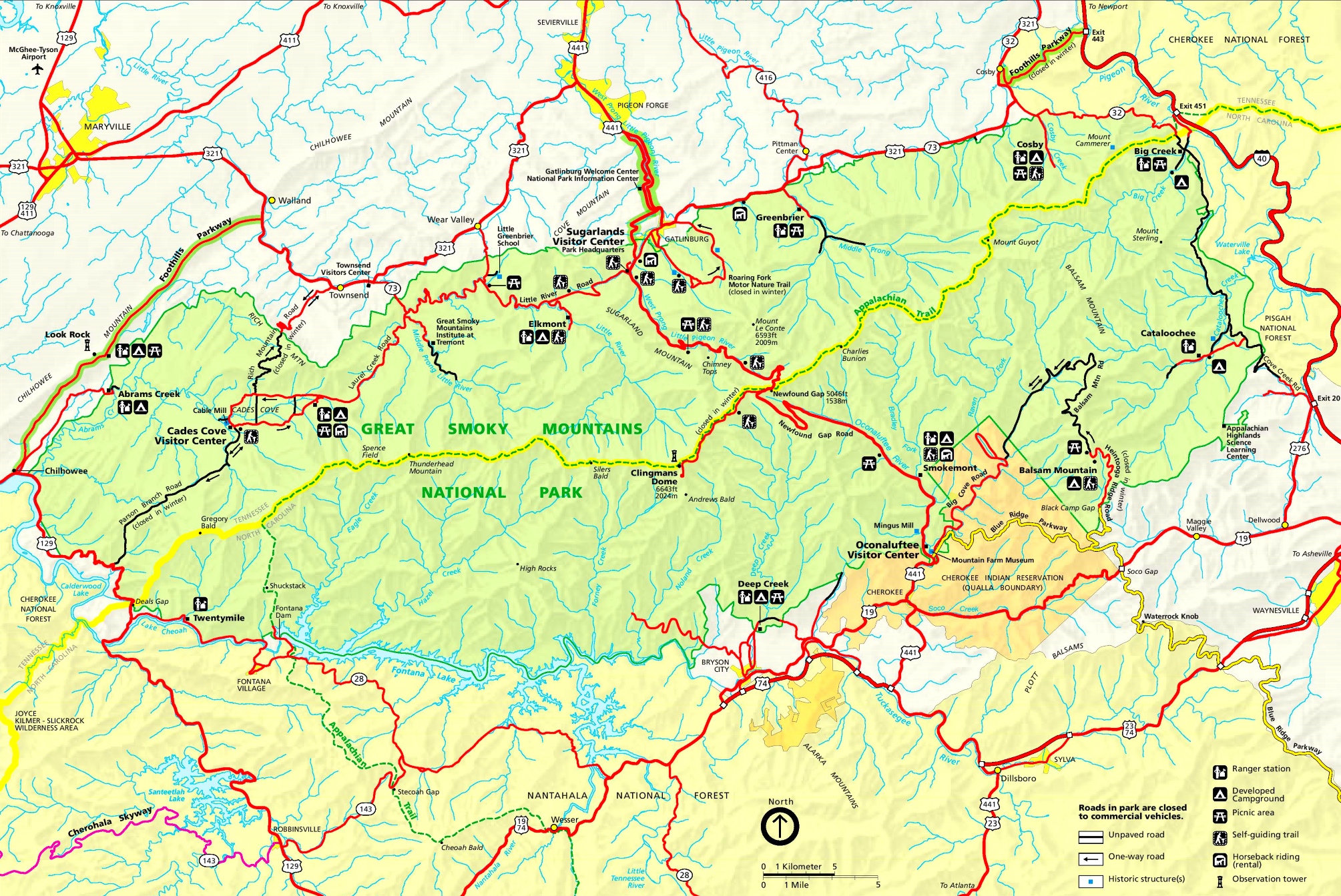 Smoky Mountains Usa Map