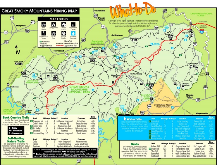 Great Smoky Mountains trail map - Great Smoky Mountains Trail Map Max