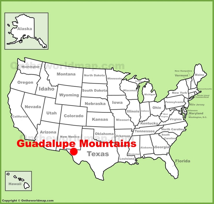 Guadalupe Mountains location on the U.S. Map