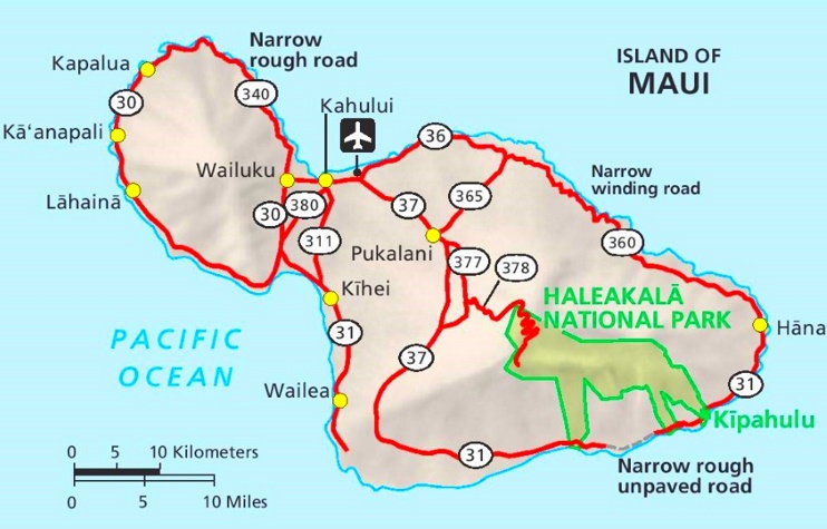 Haleakalā National Park area road map