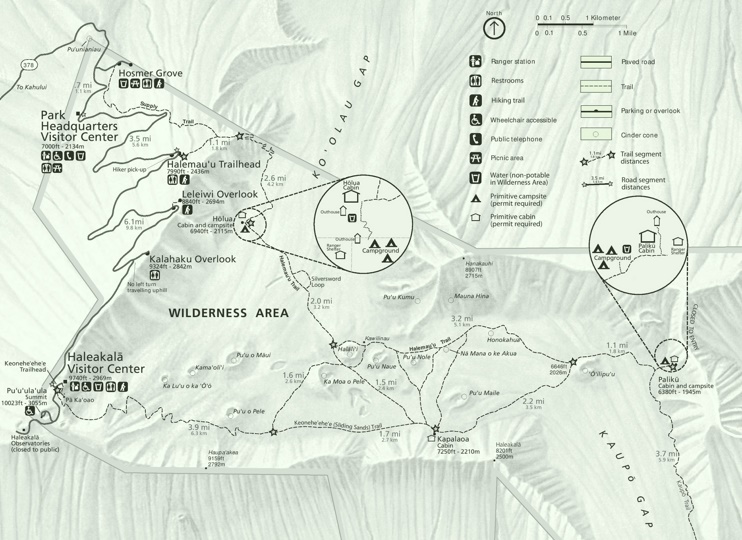 Haleakalā National Park trail and camping map