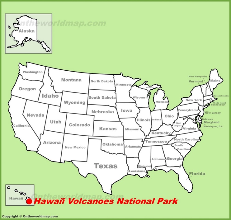 Hawaiʻi Volcanoes location on the U.S. Map