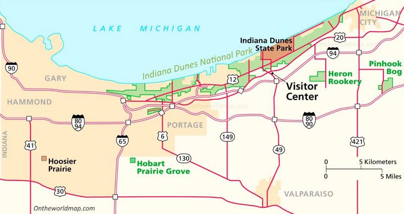 Indiana Dunes Area Road Map