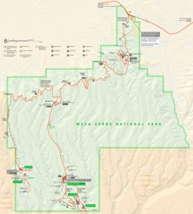 Large detailed tourist map of Mesa Verde