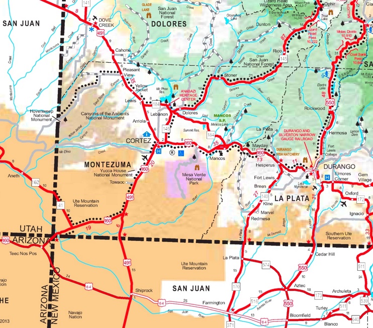 Mesa Verde area road map