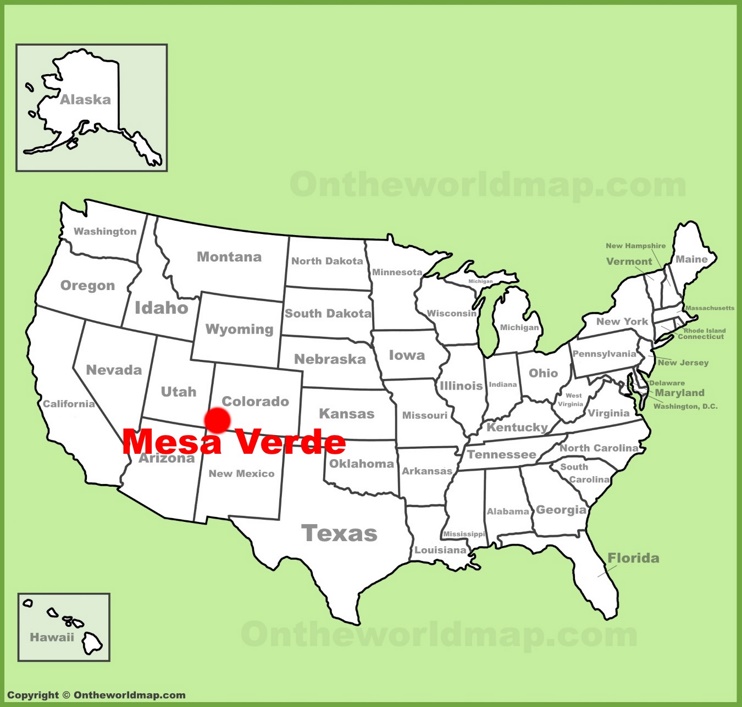 Mesa Verde location on the U.S. Map